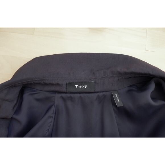 THEORY Elastic Back Washed Twill Belted Jacket Blazer Machine Washable 12 $425 - Picture 6 of 14